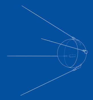 Satellite sketch or blueprint. 3d illustration isolated on background