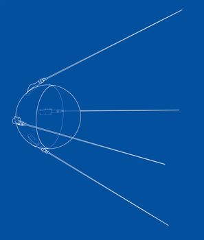 Satellite sketch or blueprint. 3d illustration isolated on background