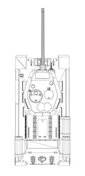 Blueprint or sketch of realistic tank. 3d illustration