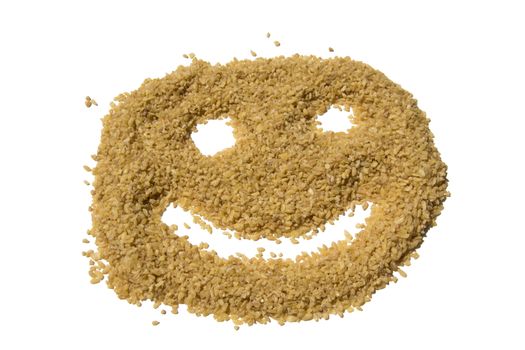 Bulgur happy face isolated on white background