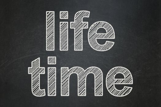 Timeline concept: text Life Time on Black chalkboard background