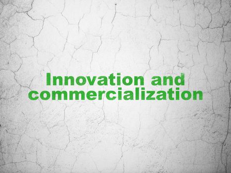 Science concept: Green Innovation And Commercialization on textured concrete wall background