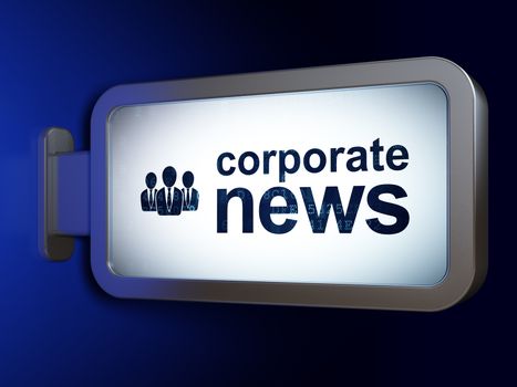 News concept: Corporate News and Business People on advertising billboard background, 3D rendering