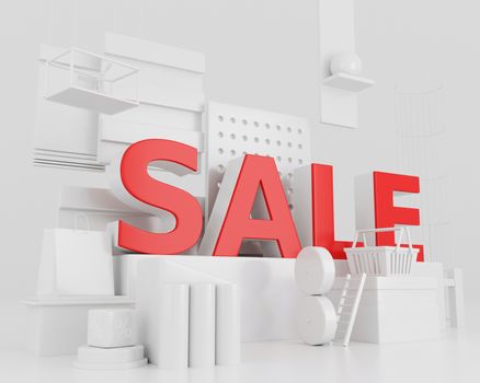 3d illustration. Word sale, design concept. Creative sale idea.