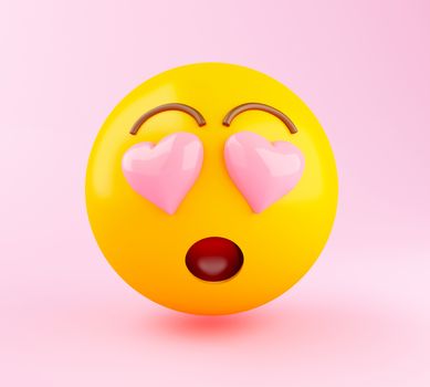 3d illustration. Emoji in Love. Social media concept.