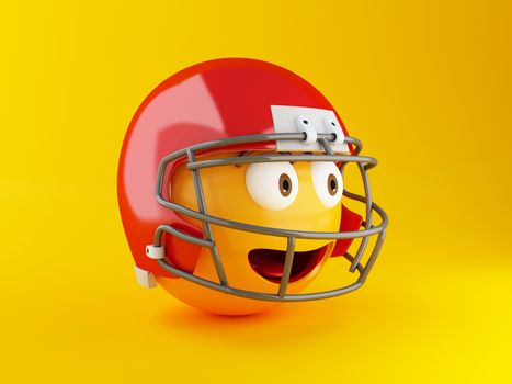 3d illustration. Emoji with Red American football helmet. Sports and Social media concept.