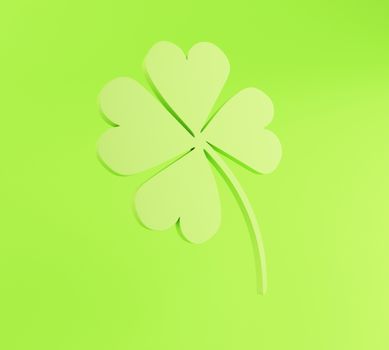 3d illustration. St. Patrick's Day, Four leaf on green background.