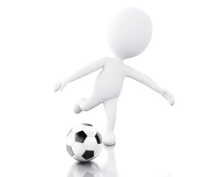 3d illustration. white people, soccer player with ball. Sports concept. Isolated white background