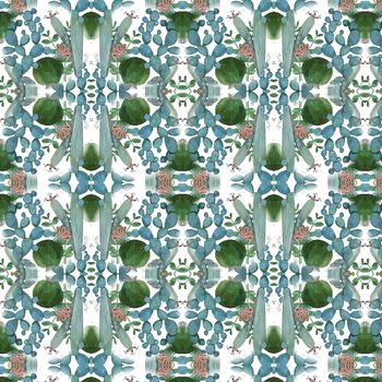 Watercolor seamless pattern from cacti colorful background