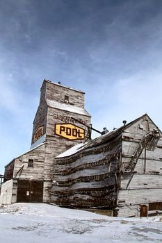Delapitated Grain Elevator weathered in Saskatchewan Prairie