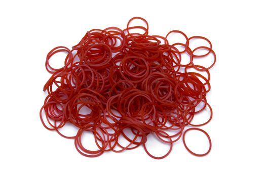 Red small rubber band isolated on white background