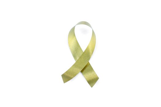 the spiral golden ribbon isolated on white background.