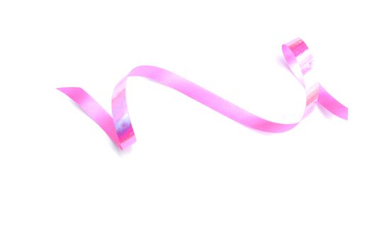 the spiral pink ribbon isolated on white background.