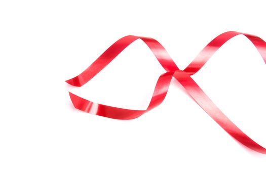 the spiral red ribbon isolated on white background.