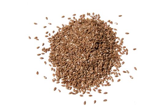 pile, heap of linseeds isolated on white background