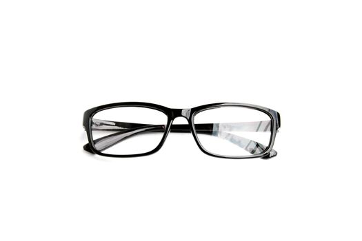 Black eye  glasses isolated on white background.