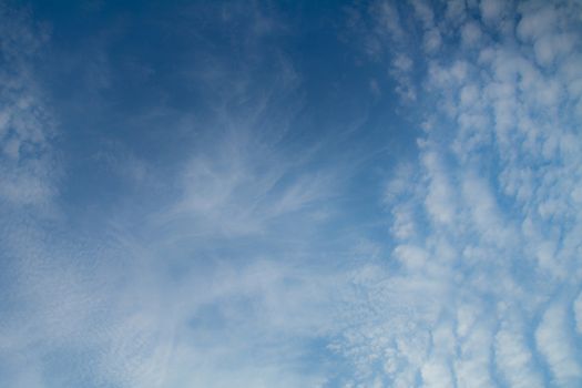 Blue sky with cloud, clean energy power, clear weather background