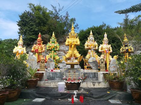 Worship Buddhist pavilion statue at Temple in Thailand  And historical attractions.