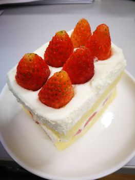 strawberries mouse cake  sweet homemade cake of  Thailand dessert