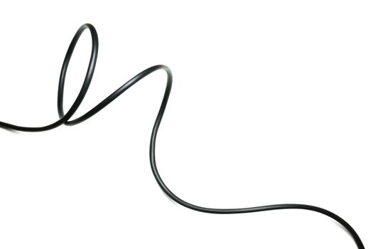 black wire cable isolated on a white background abstraction.