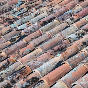 detail of an ancient Italian roof. Ideal for background