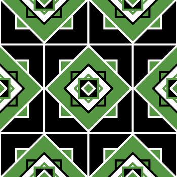 Seamless pattern texture with geometric ornament. illustration. Black and green.