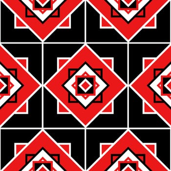 Seamless pattern texture with geometric ornament. illustration. Black and red.