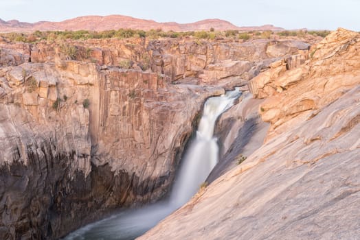 The main Augrabies waterfall at sunset, Northern Cape Province of South Africa