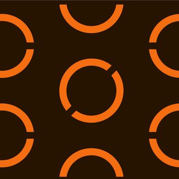 Seamless geometric background with round elements. background. Orange on the dark background.