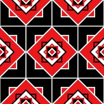 Seamless pattern texture with geometric ornament. illustration. Black and red.