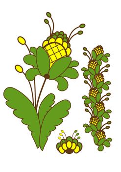 buttifull Green plant with yellow flowers. illustration