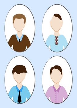 Cartoon illustration of a handsome young man with various hair style. illustration