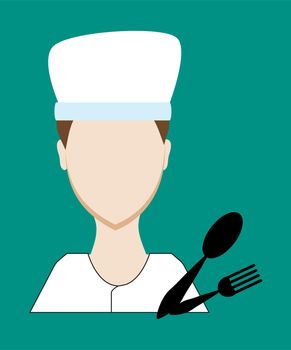 Profession people cook. Face male uniform. Avatars in flat design. illustration