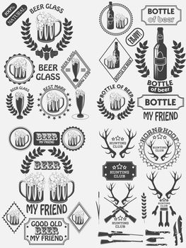 Vintage craft beer brewery emblems, labels and design elements. Beer my best friend. illustration