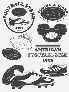 American football fantasy league labels, emblems and design elements. illustration