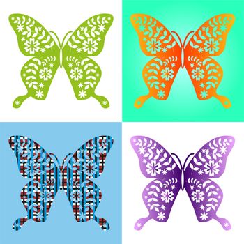 Spring butterfly color composition. illustration layered for easy manipulation and custom coloring. illustration