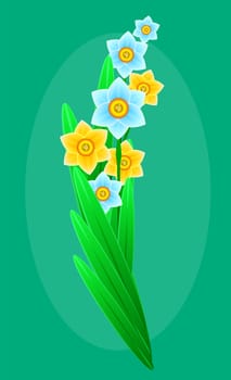 Delicate bouquet of spring forest flowers for your design. Floral background. illustration