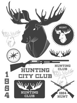 Set of vintage outdoors with a deer labels, badges and design elements. illustration