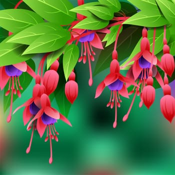 Beautiful spring flowers Fuchsia. Cards or your design with space for text. illustration