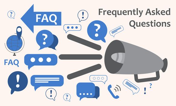 Speaker with a lot of questions and exclamation marks. Information exchange theme icon, collect and analyze info. Question and answer. FAQ. illustration