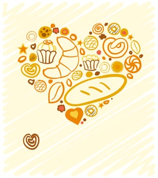 Set of baking love bakery hand-drawn for your advertising. illustration