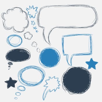 Set of scribble speech bubbles on a white background. illustration