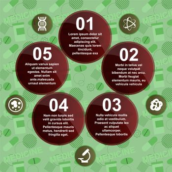 Abstract medicine background with circles and icons. Infographic. illustration