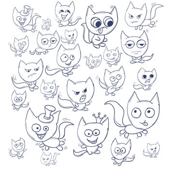 Funny cats contour. Suitable for childrens stories and fairy tales. illustration