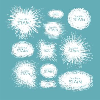 Set of bright hand-drawn scribble circles and stains for your design. illustration