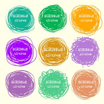 Set of bright hand-drawn scribble circles for your design. illustration