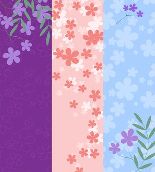 Set of vertical banners with flowers and place for your text. illustration