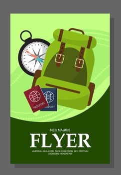 Flyers with the concept of a hike in the mountains. Extreme entertainment. Check areas. Life of survival in the open or in the woods. illustration