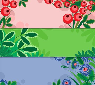 Collection of horizontal banners with floral elements and place for your text. illustration