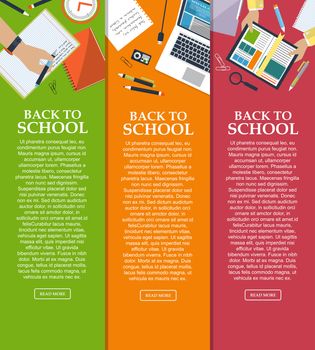 Set of banners back to school with place for your text in flat style. illustration